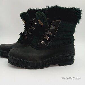 Vintage Sorel Wool Boot Wool Felt Lined Sock Green Winter Snow